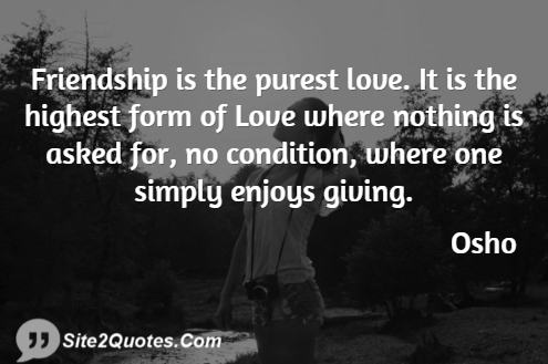 Friendship Is The Purest Love - Friendship Quotes - Osho